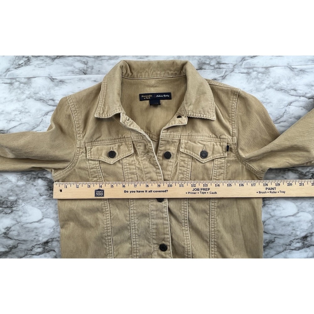 Abercrombie & Fitch Tan Corduroy Unlined Button Up Jacket 90's Western Womens S - Picture 5 of 6